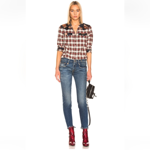 R13 Boy Skinny Garson with Half Undone Hem Size 26 - Picture 1 of 14